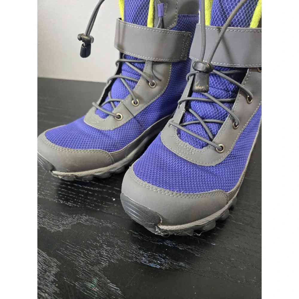 Columbia Waterproof Hiking Snow Winter Boots Purple Gray Neon Yellow Size 5
